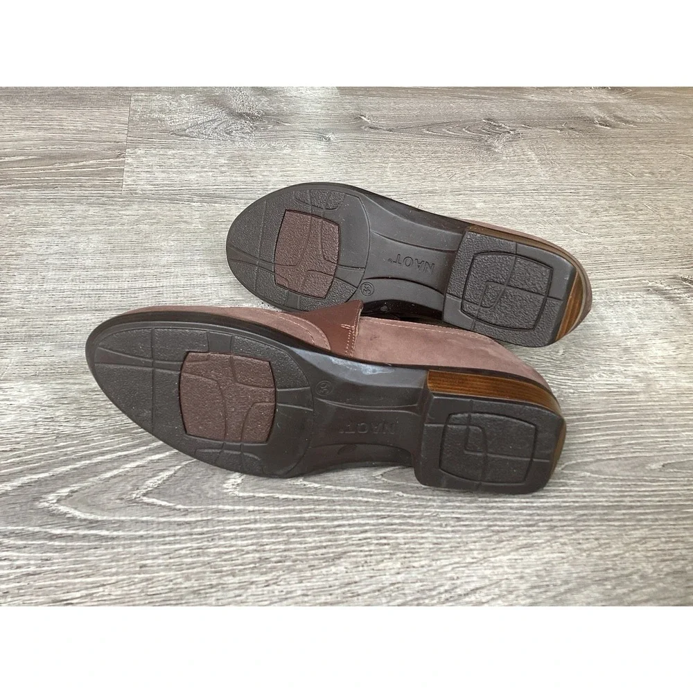 Naot Angin Velvet Womens 39 8 Brown Leather Slip On Casual Comfort Loafers Shoes